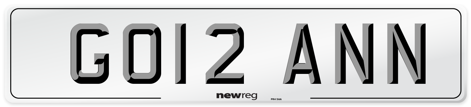 GO12 ANN Number Plate from New Reg